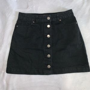 Black Denim Button Up Skirt